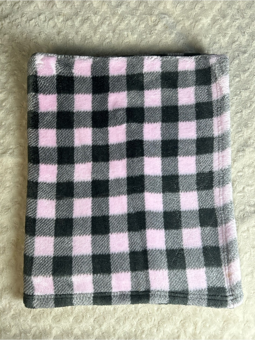 HB Hudson Baby Pink Black Gray Buffalo Plaid Blanket Soft Plush Lovey Thick